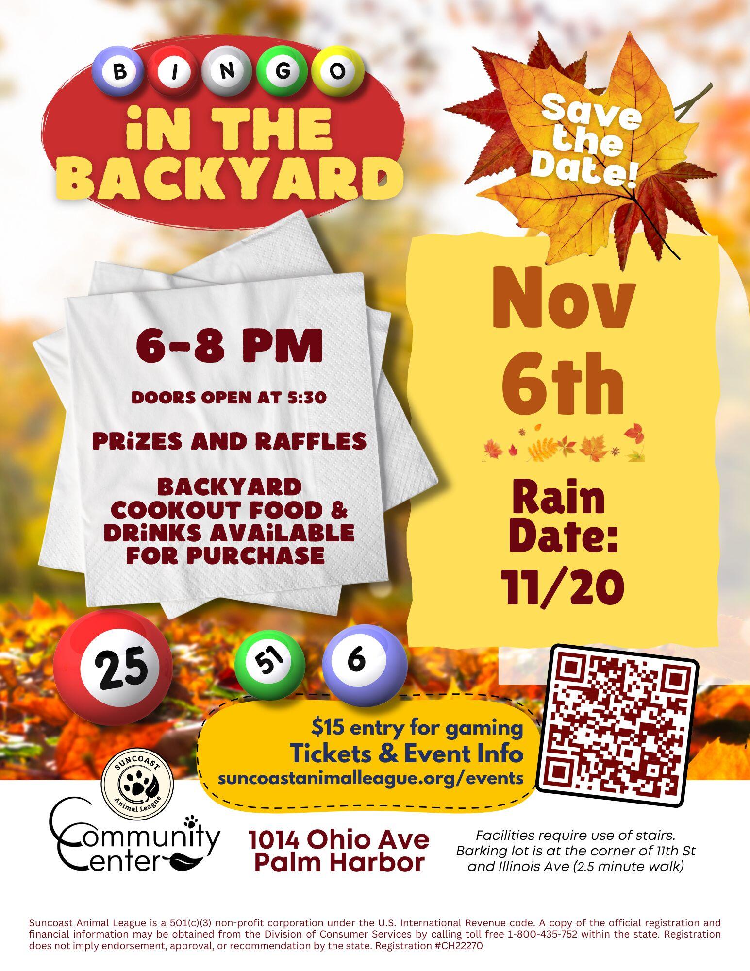Campaign cover image for Bingo in the Backyard Nov 6th
