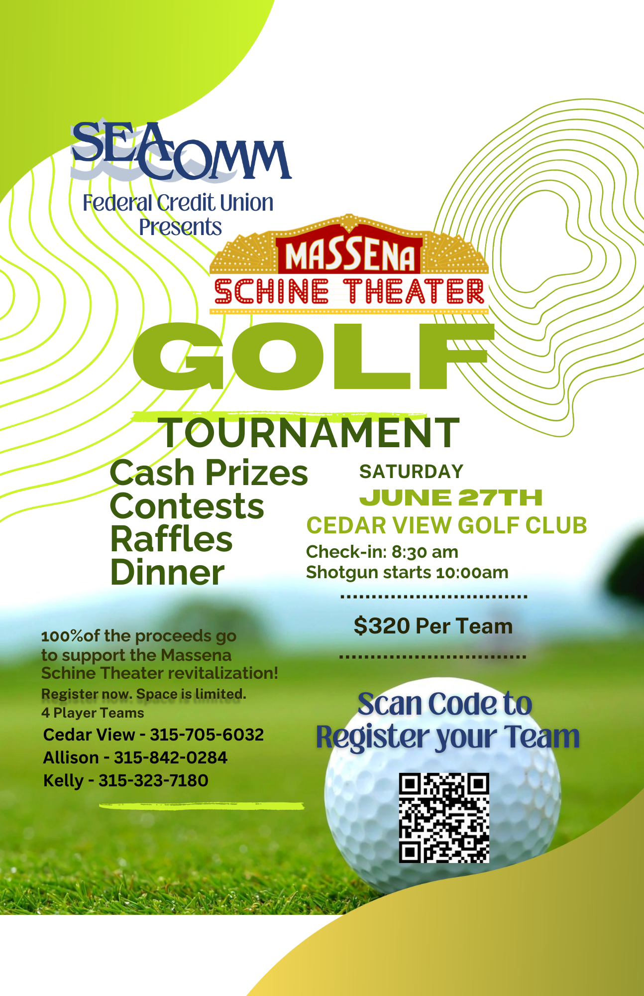 Campaign cover image for Massena Schine Theater Benefit Golf Tournament at Cedar View Golf Club