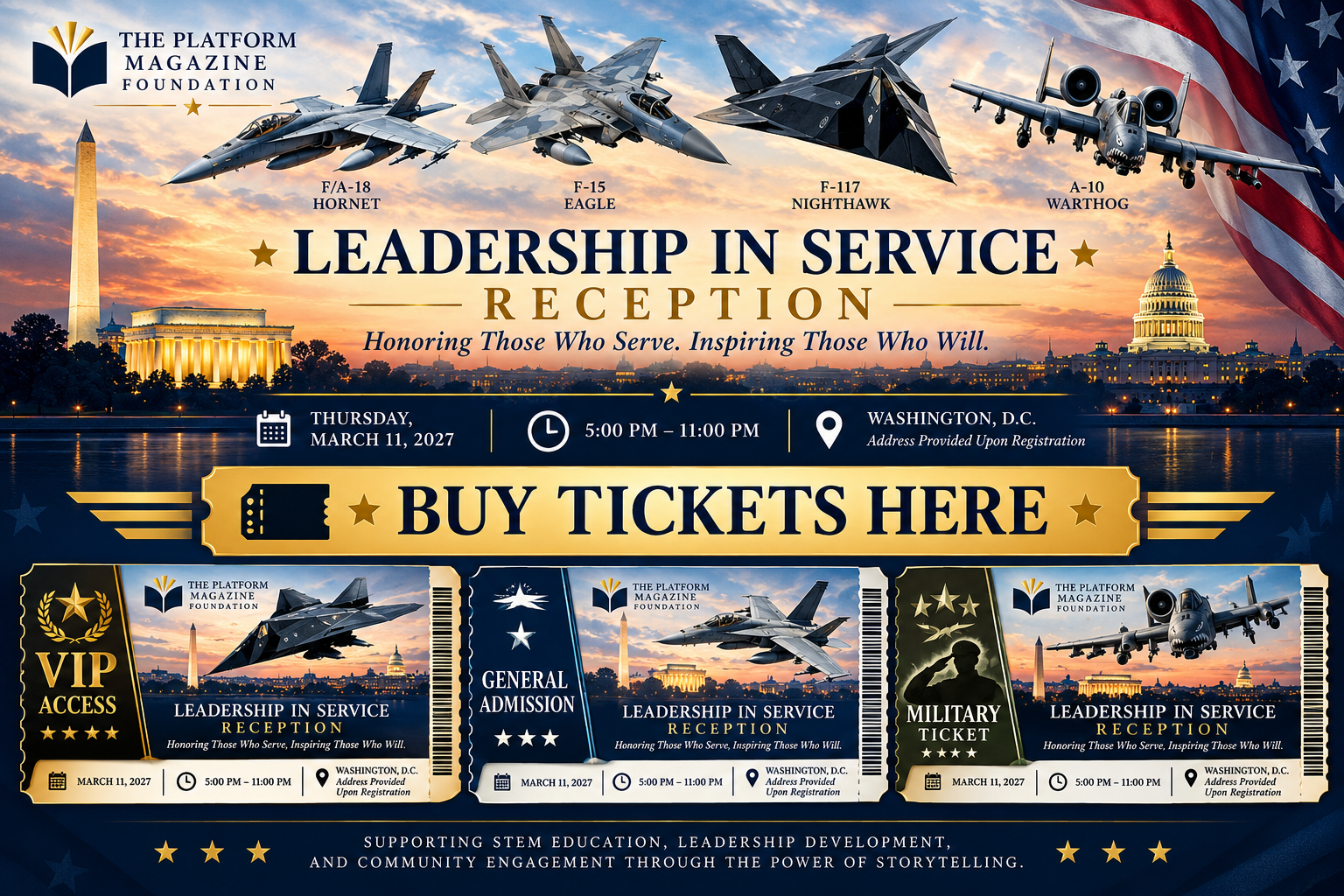 Campaign cover image for Leadership In Service March 11, 2027 Army Navy Club