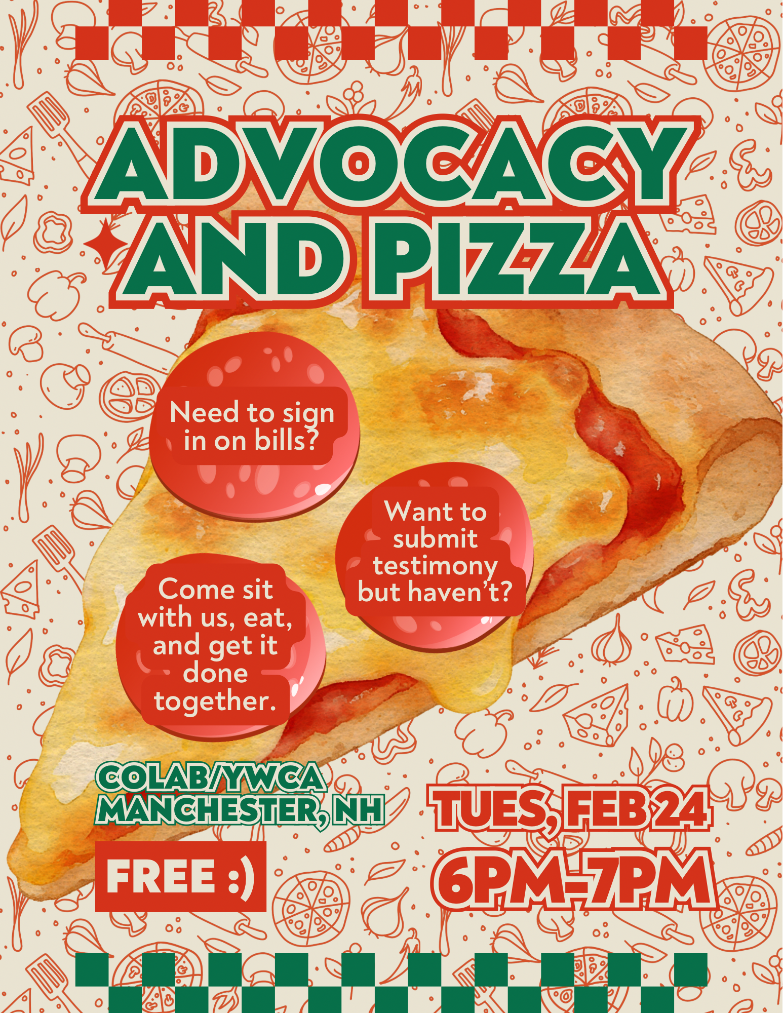 Campaign cover image for Advocacy & Pizza, 2/24
