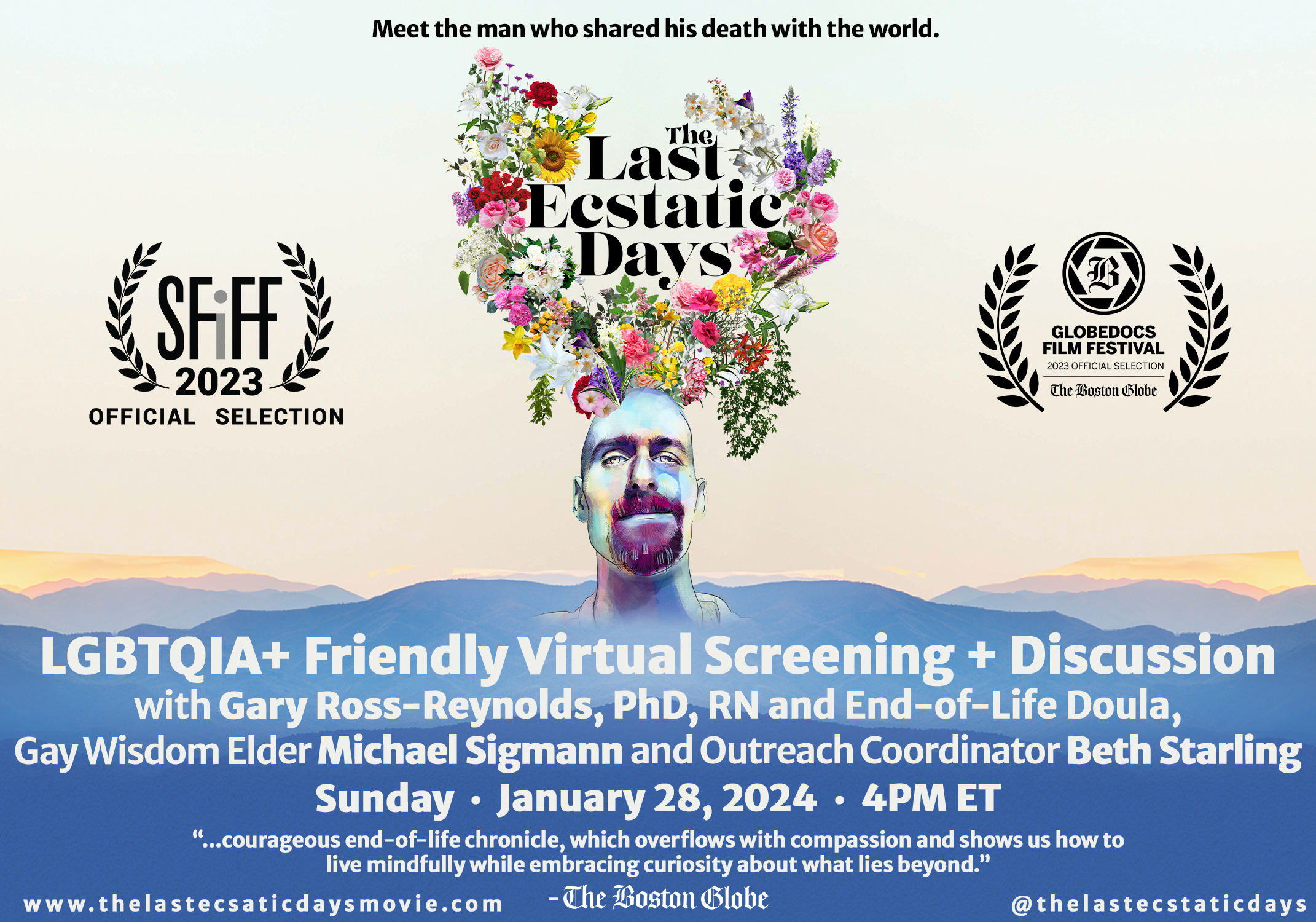 Campaign cover image for "The Last Ecstatic Days":  LGBTQIA+ Friendly Virtual Screening with Gary Ross-Reynolds, Michael Sigmann and Beth Starling