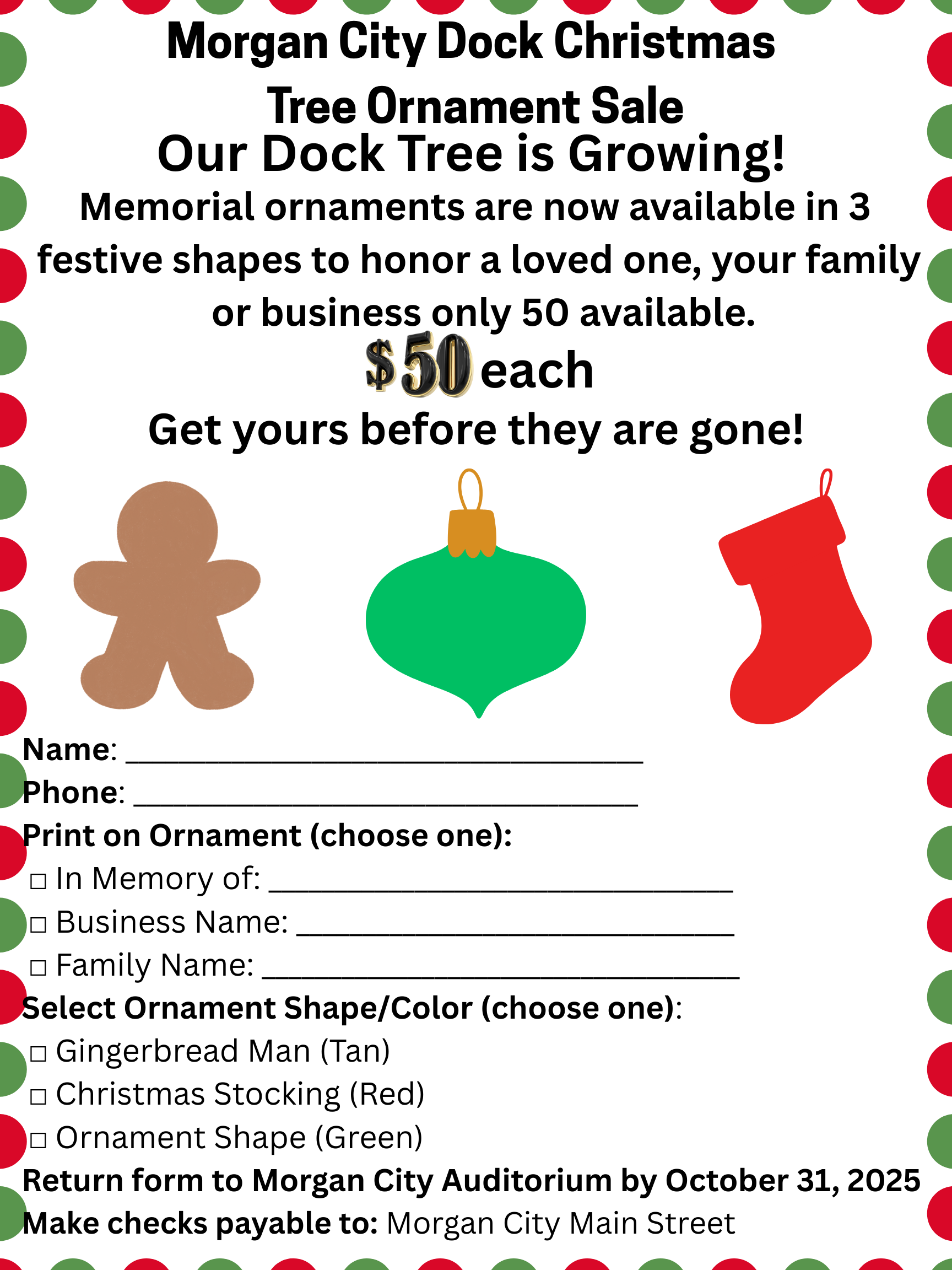 Campaign cover image for Memorial Ornament - Morgan City Dock Tree