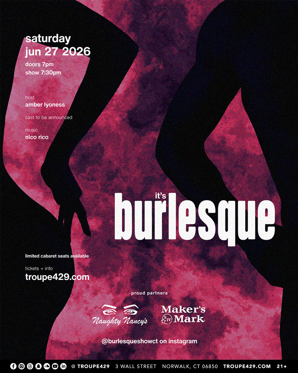 Campaign cover image for It's Burlesque JUNE show! at Troupe429 (SAT JUNE 27, 2026 // 7:30PM)