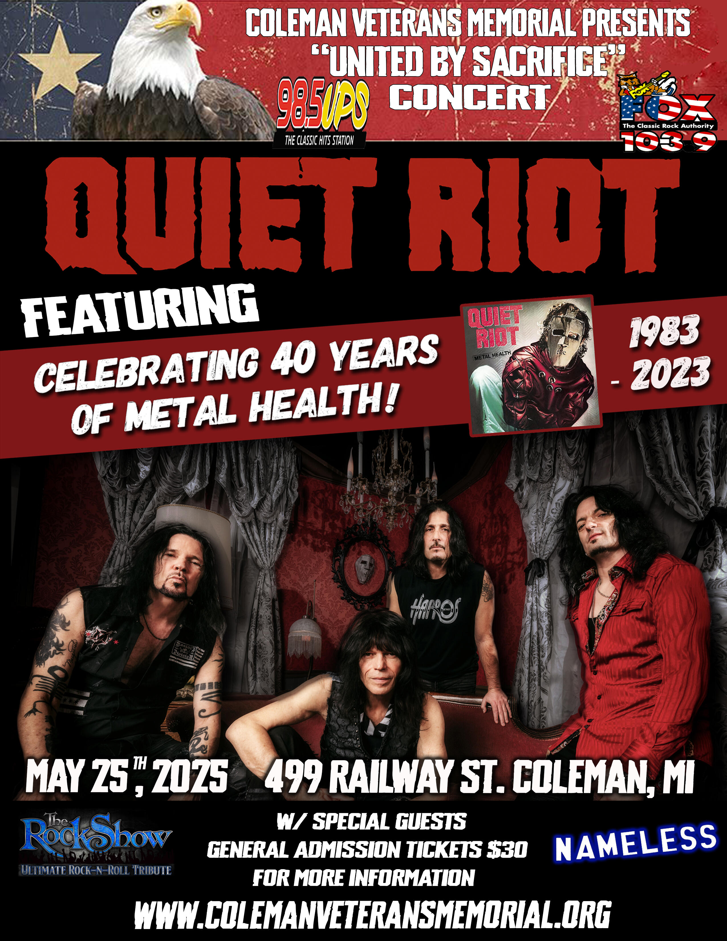 Campaign cover image for 2025 United by Sacrifice Concert featuring Quiet Riot