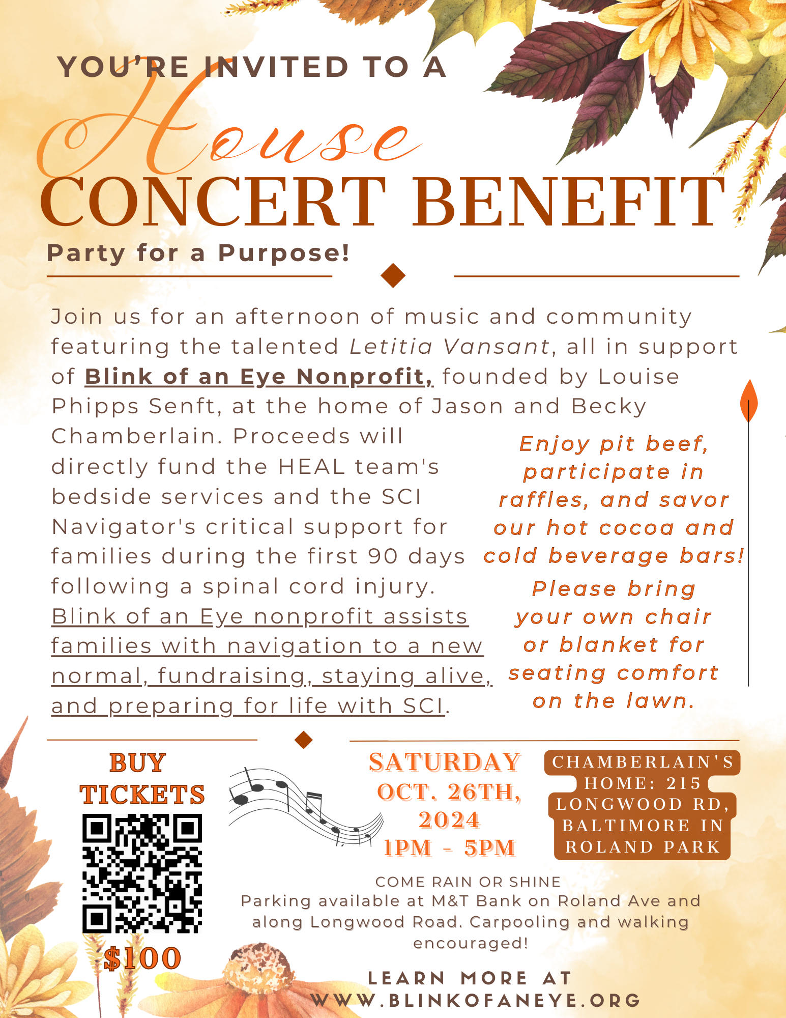 Campaign cover image for Blink of an Eye House Concert Benefit, Oct. 26th, 2024