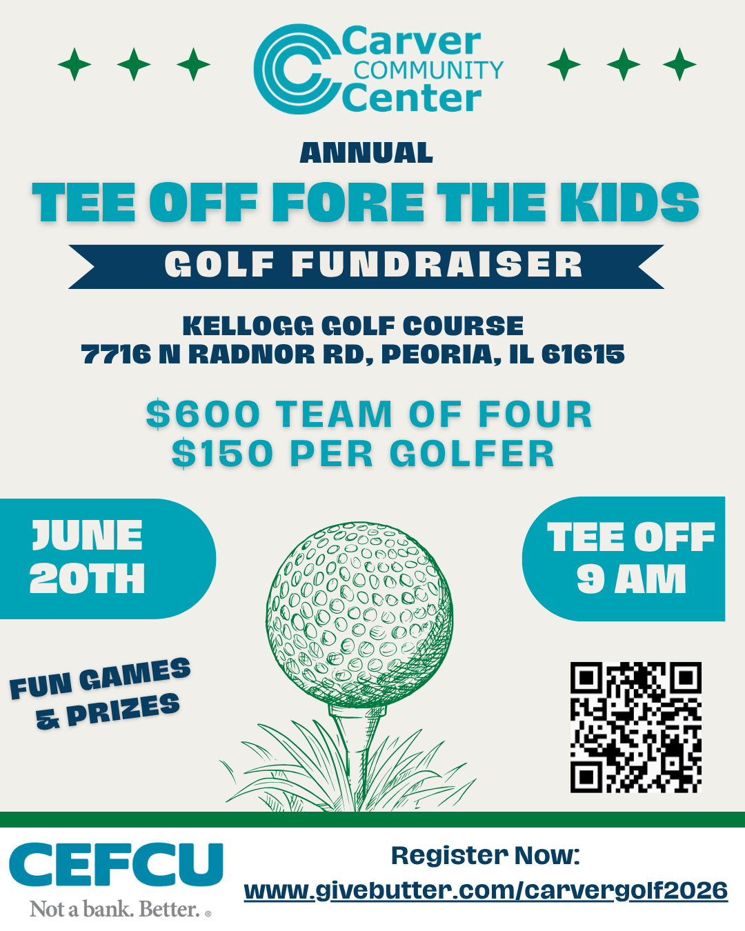 Campaign cover image for Carver's Annual Tee Off Fore the Kids