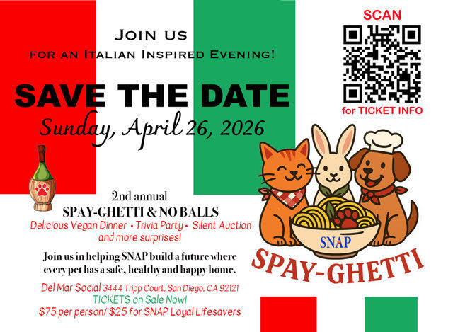 Campaign cover image for SNAP's Spay-Ghetti & No Balls Dinner & Trivia