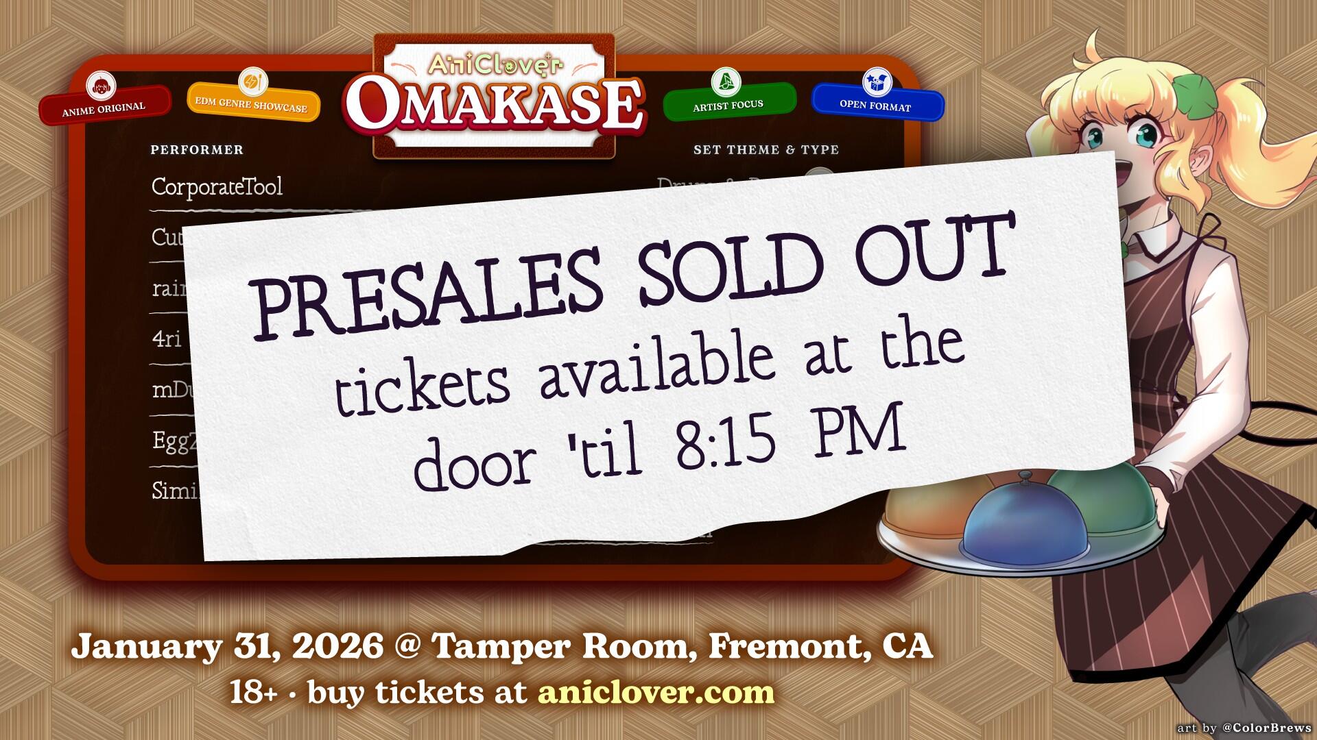 Campaign cover image for AniClover Omakase @ Tamper Room