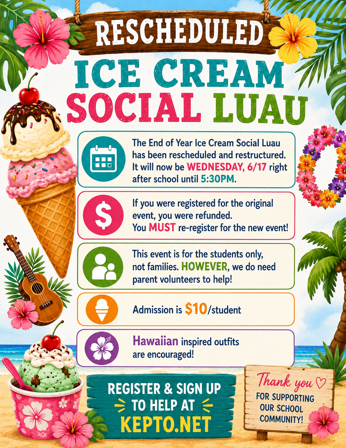 Campaign cover image for 2026 End of Year Ice Cream Social Luau