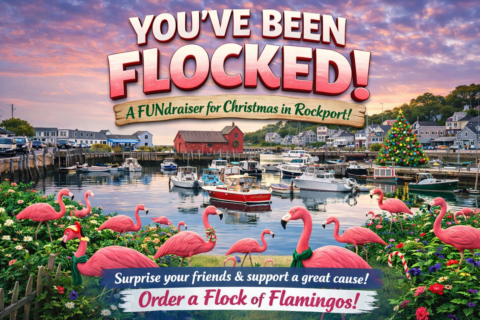 Campaign cover image for Flamingo Flocking – Christmas in Rockport Fundraiser
