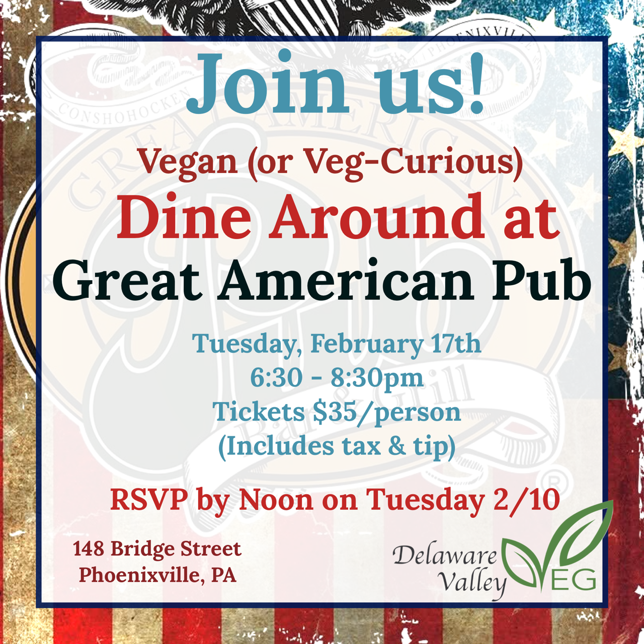 Campaign cover image for February Dine Around at Great American Pub