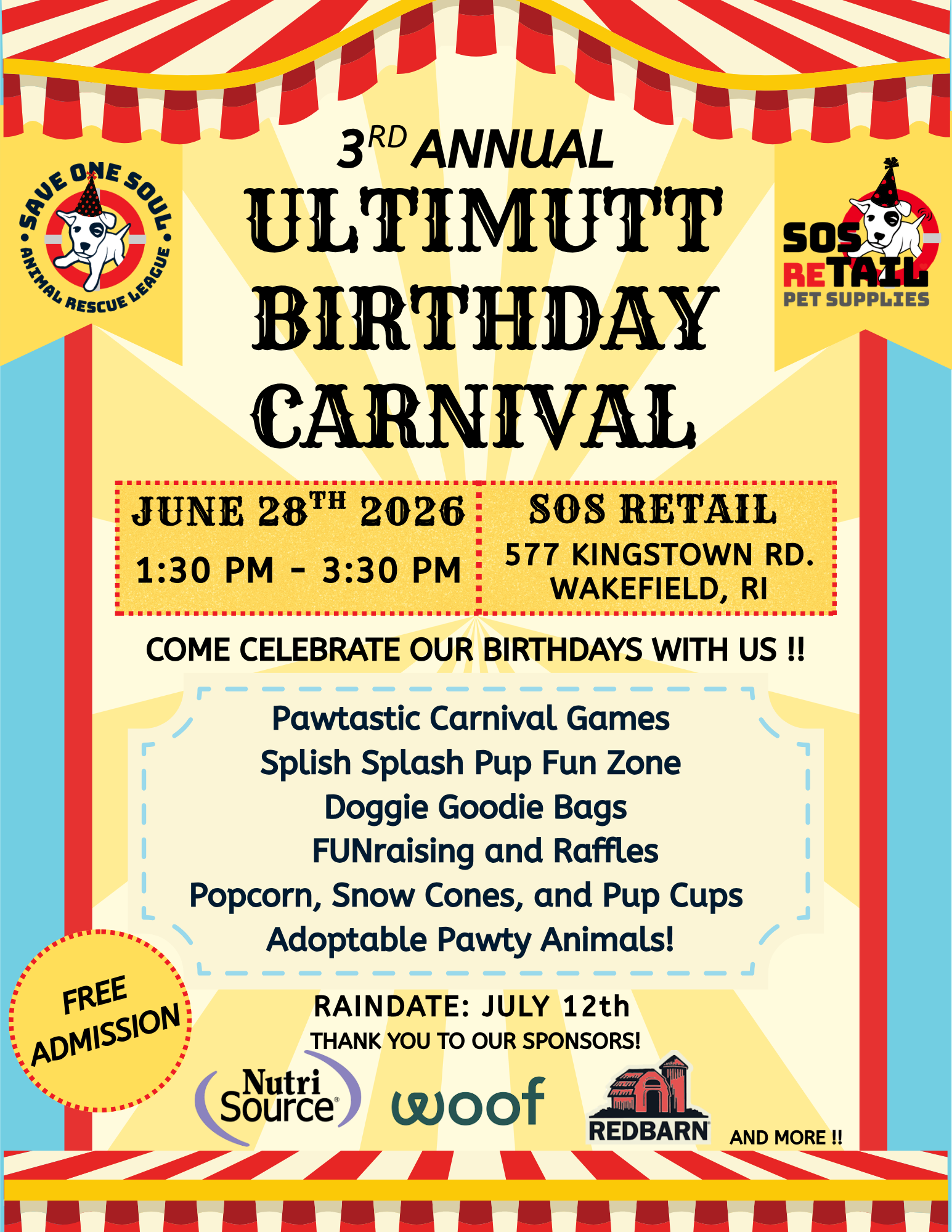 Campaign cover image for Ultimutt Birthday Carnival 2026 - 3rd Annual! Pawty Day: June 28th (raindate: July 12)