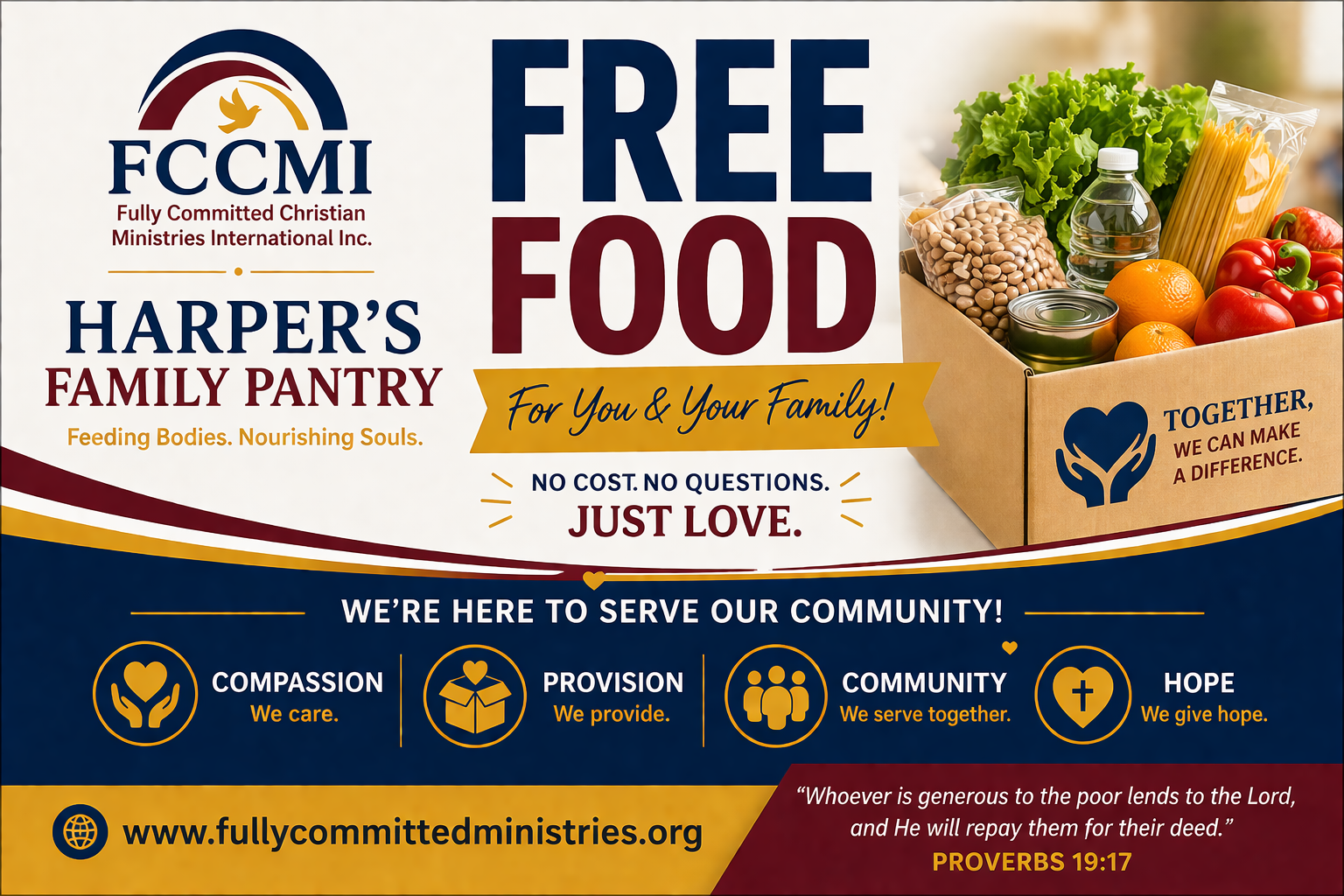 Campaign cover image for FCCMI - Harper’s Family Pantry Food Distrubition at World Life Church