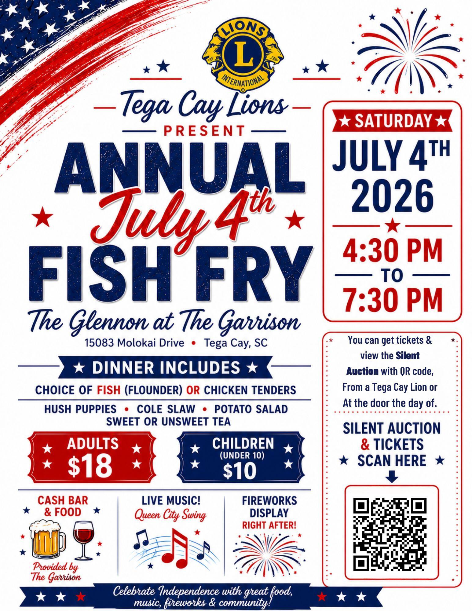 Campaign cover image for Tega Cay Lions Annual July 4th Fish Fry