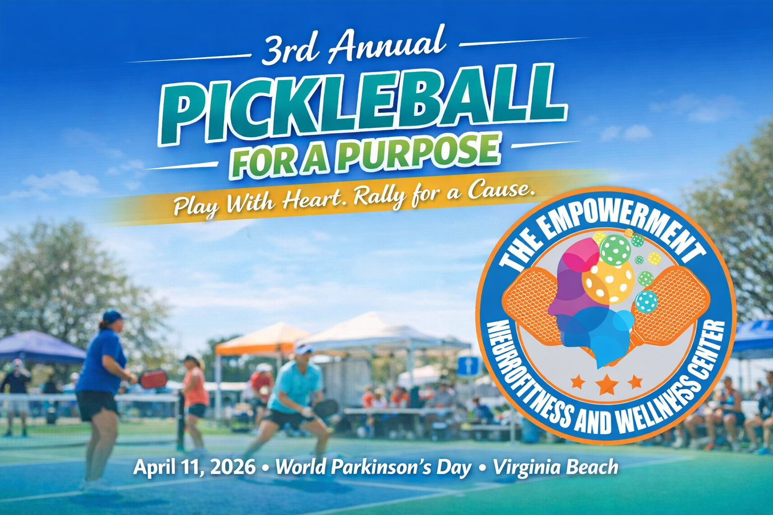 Campaign cover image for 3rd Annual Pickleball for a Purpose Rally with us on World Parkinson’s Day – April 11, 2026!