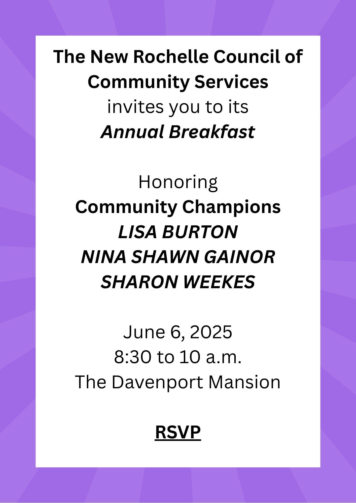 Campaign cover image for New Rochelle Council of Community Services Annual Celebratory Breakfast