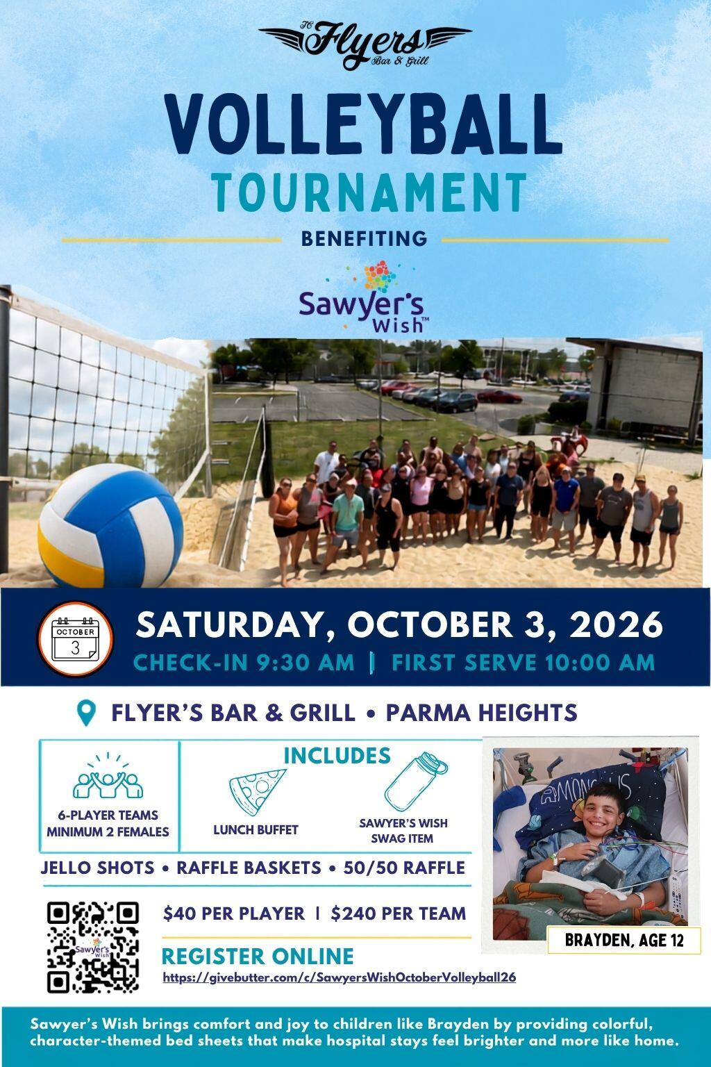 Campaign cover image for Sawyer's Wish October Volleyball Tournament