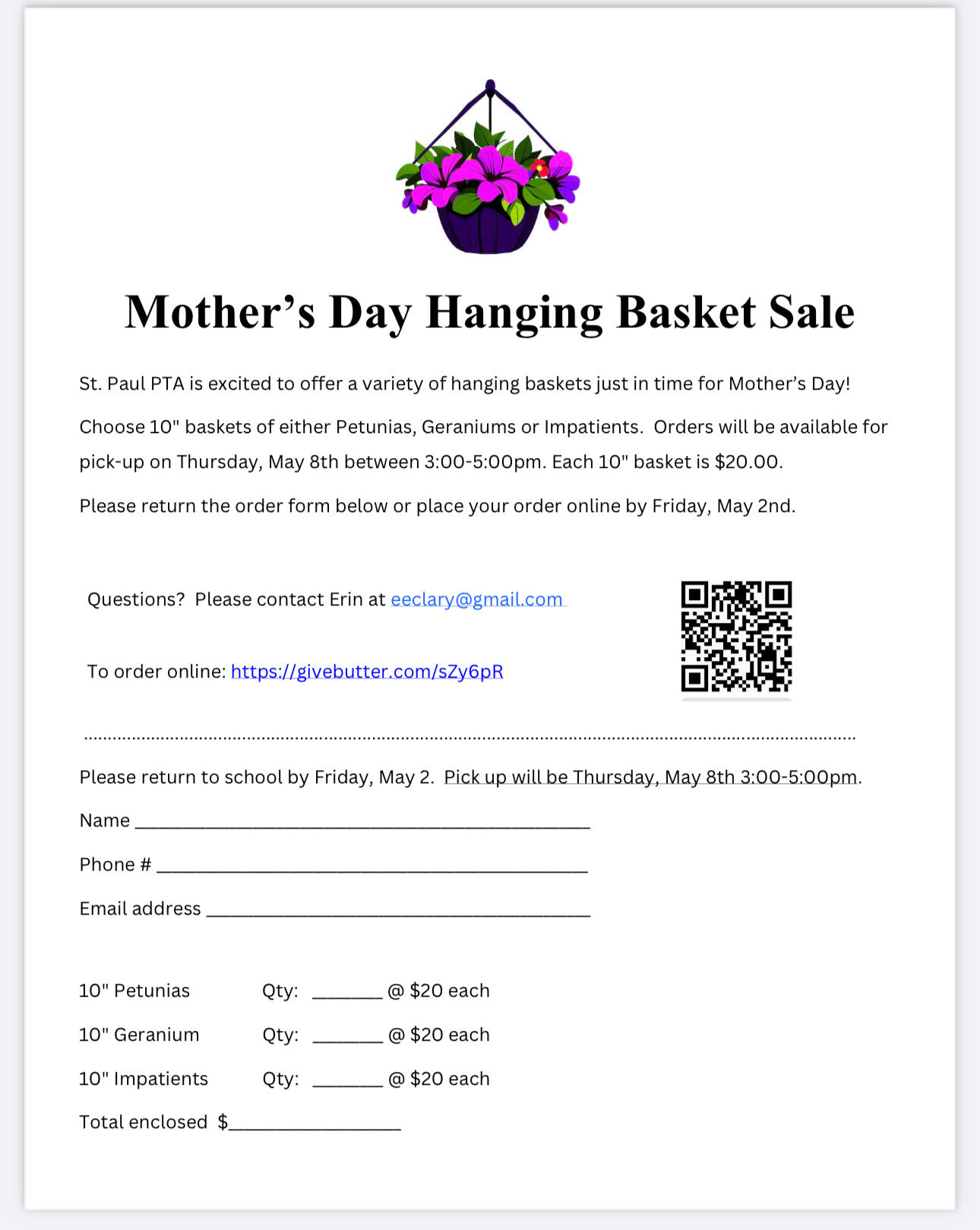 Campaign cover image for Mother’s Day Hanging Baskets