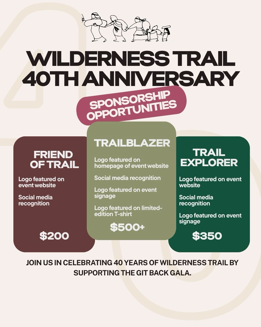 Campaign cover image for Wilderness Trail 40th Gala