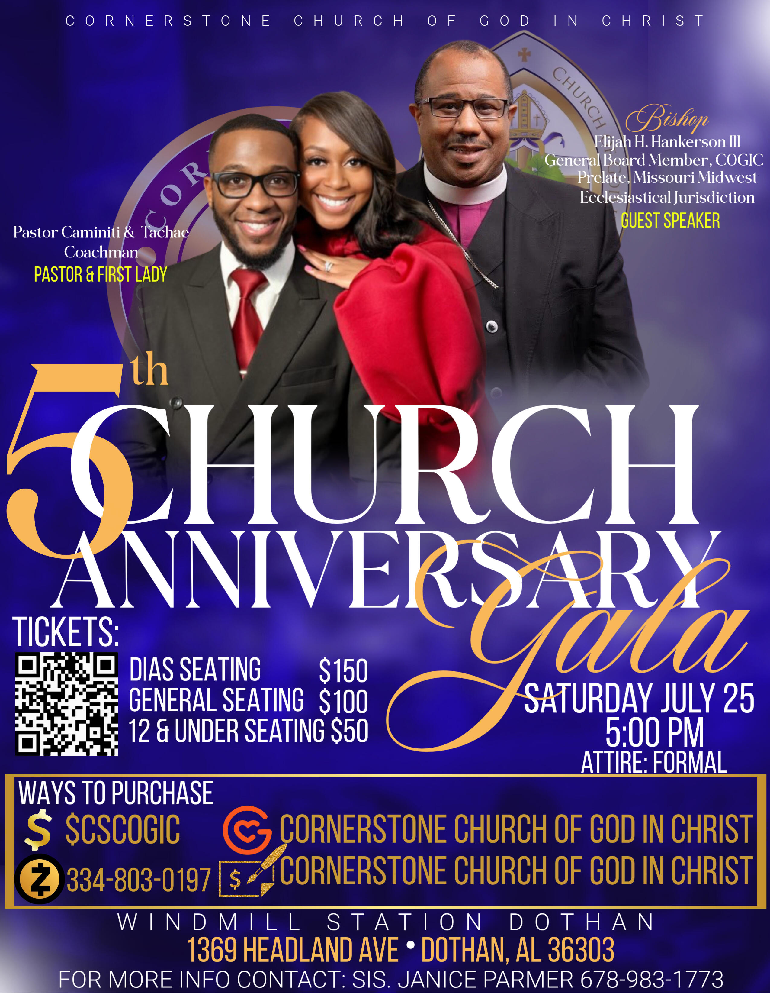 Campaign cover image for Cornerstone COGIC 5th Church Anniversary Gala