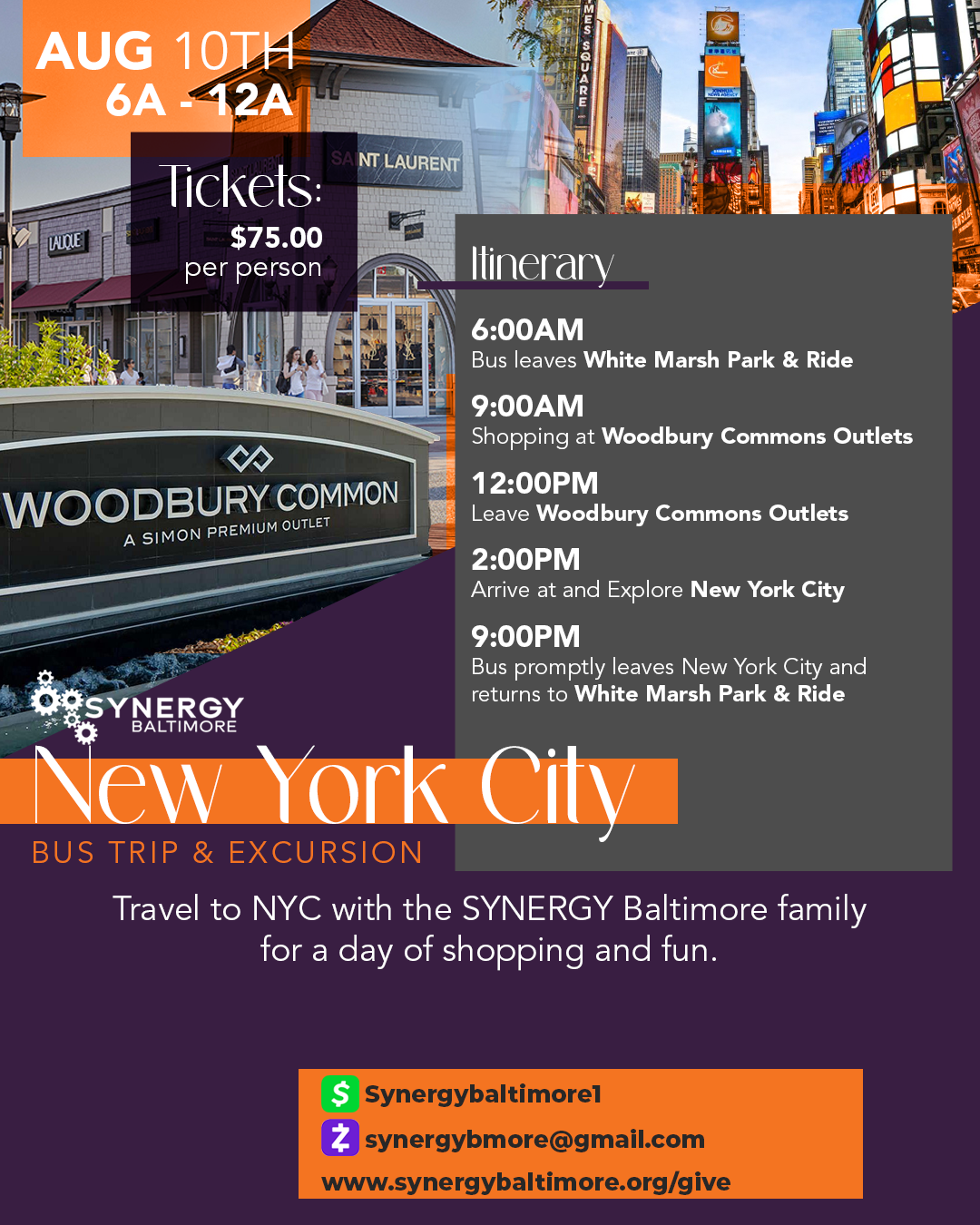 Campaign cover image for Synergy Baltimore: NYC Day Trip