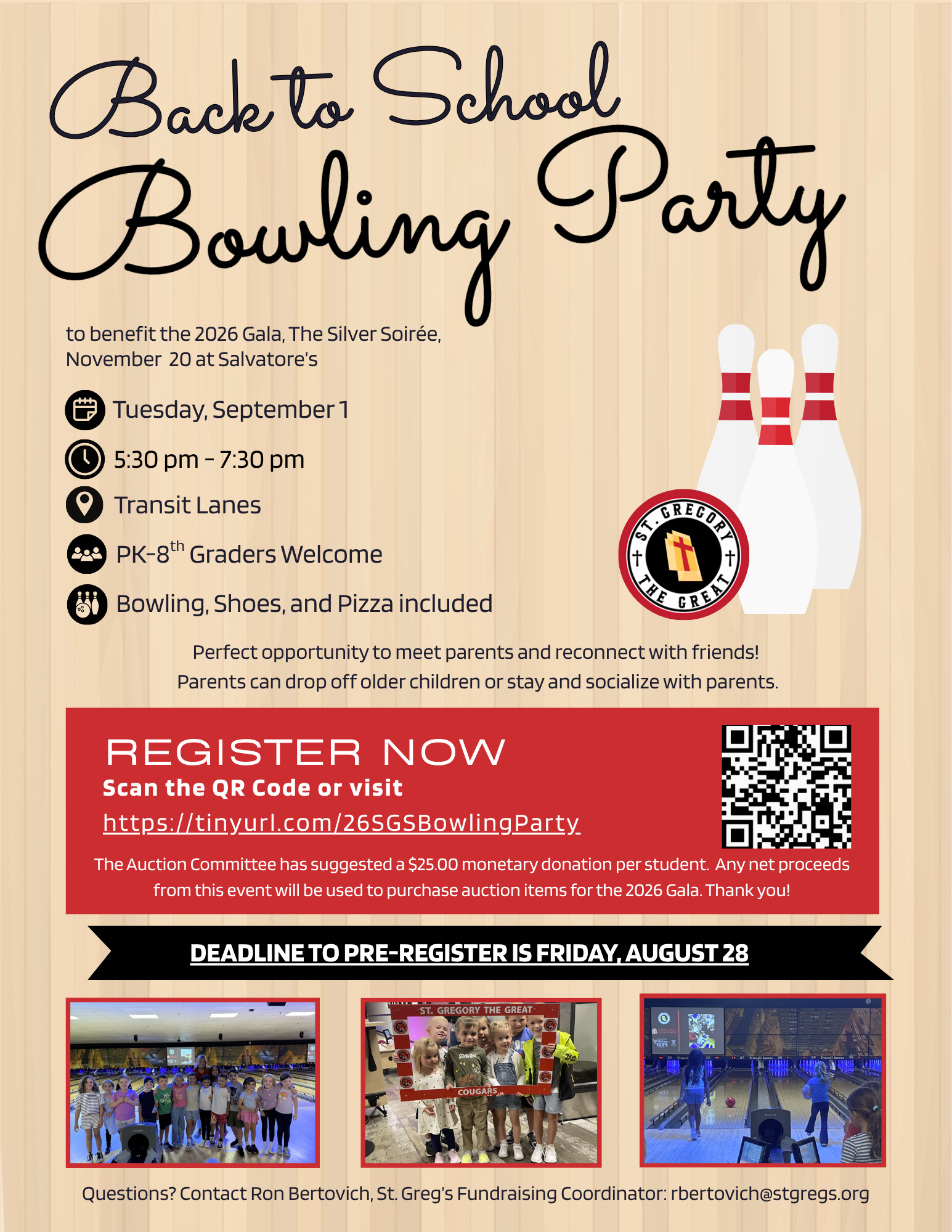 Campaign cover image for 26 SGS Back-to-School Bowling Registration Pre-Pay