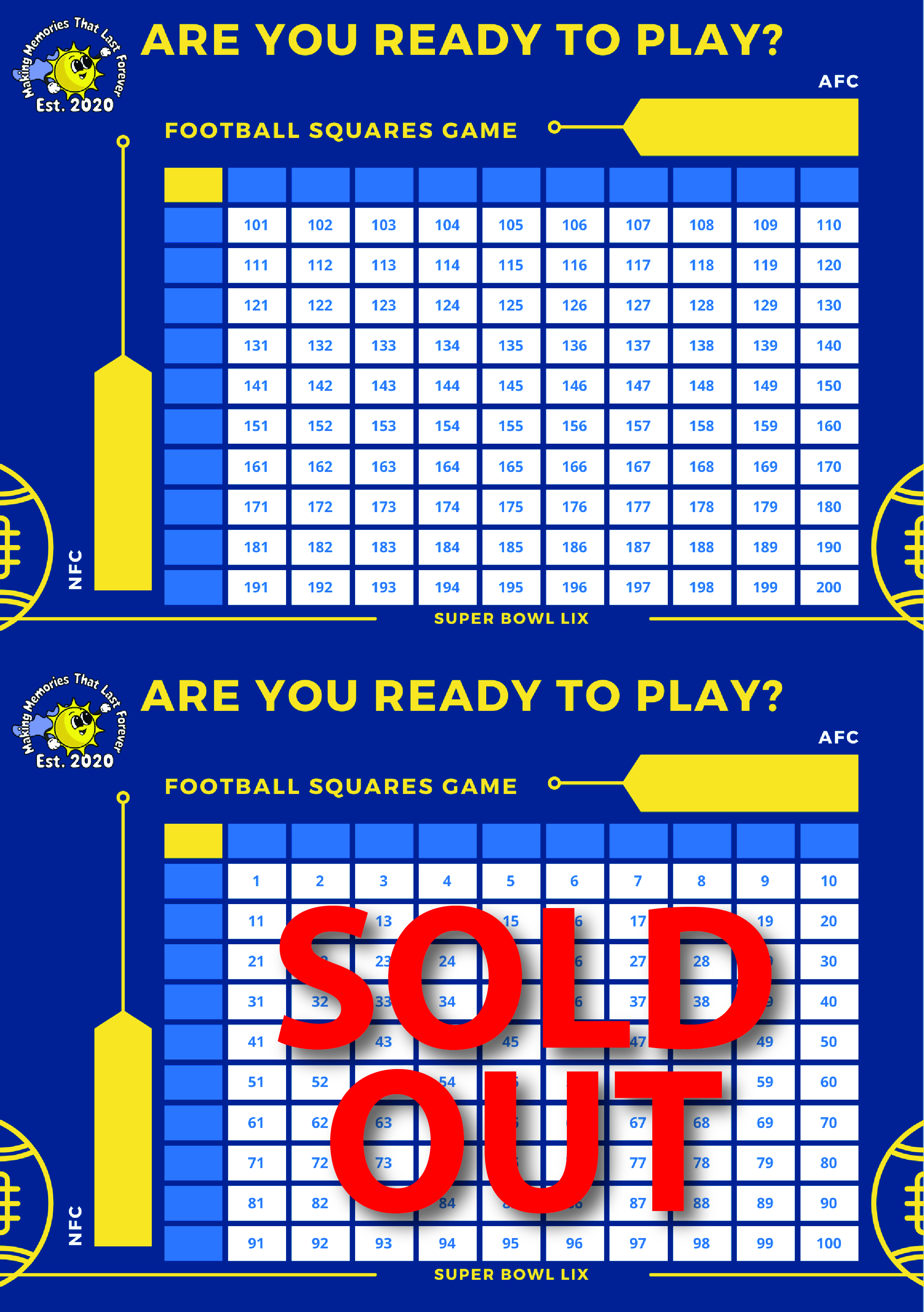 Campaign cover image for 2025 Superbowl Squares supporting Making Memories That Last Forever