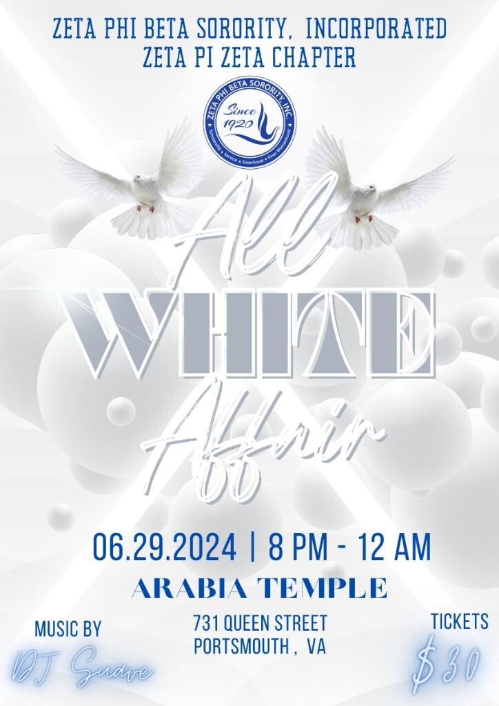 Campaign cover image for Zeta Phi Beta Sorority, Inc- Zeta Pi Zeta Chapter -   All White Affair