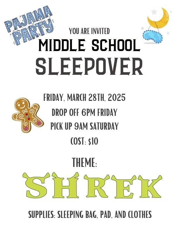 Campaign cover image for Middle School Sleepover- March 28th