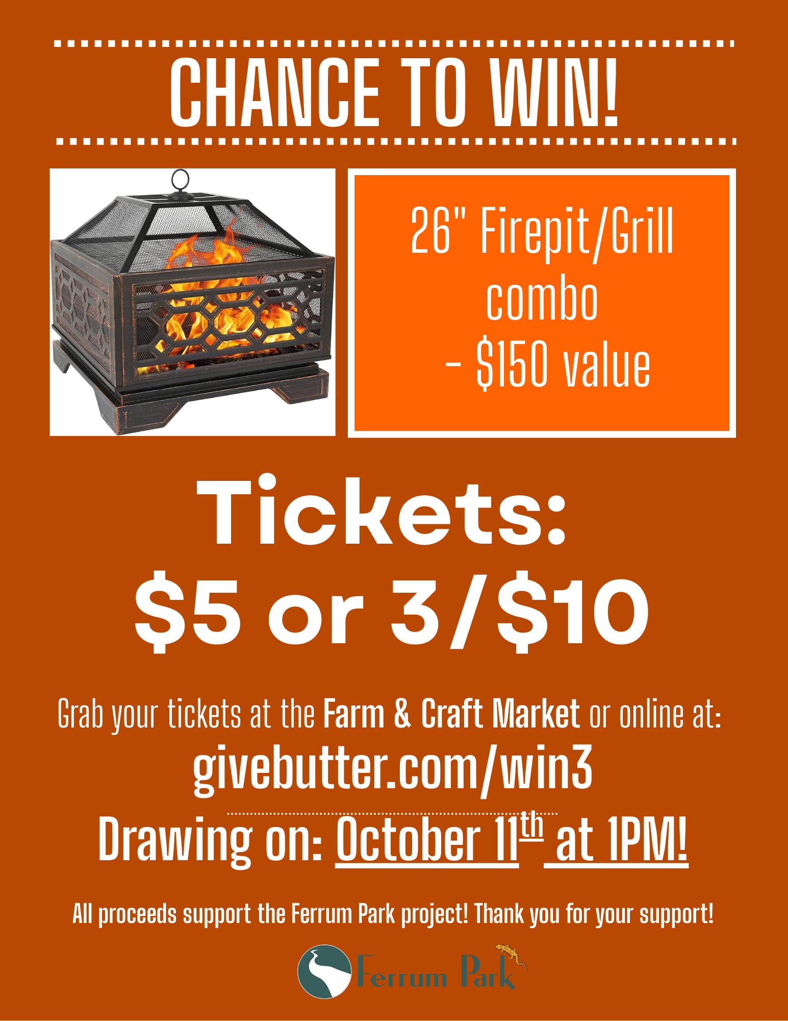 Campaign cover image for Firepit / Grill Raffle for Ferrum Park