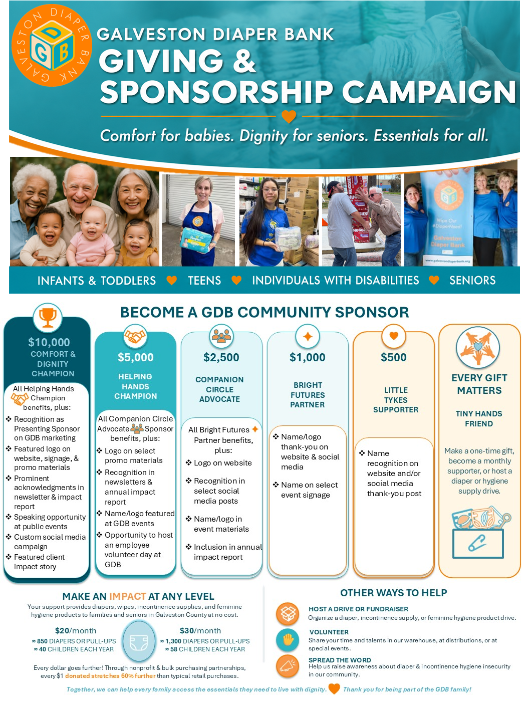 Campaign cover image for Galveston Diaper Bank Giving & Sponsorship Campaign