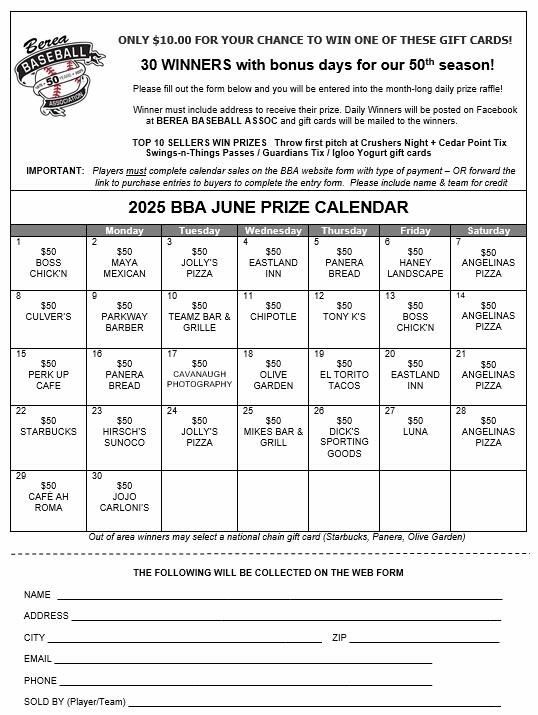 Campaign cover image for BBA June Calendar Gift Cards