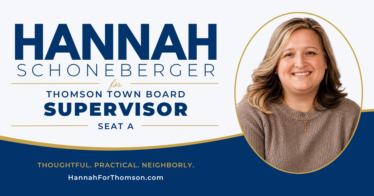 Campaign cover image for Hannah Schoneberger for Thomson Town Board Supervisor