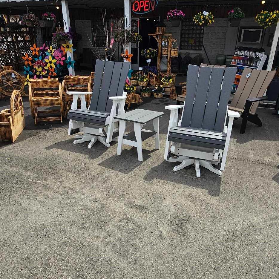 Campaign cover image for Charcoal & White Gliding Chairs with Table/Chance