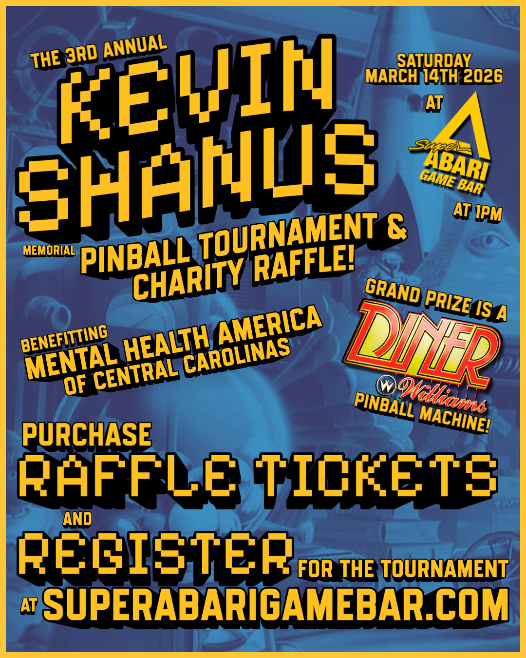 Campaign cover image for Kevin Shanus Memorial Pinball Tournament and Charity Raffle 2026
