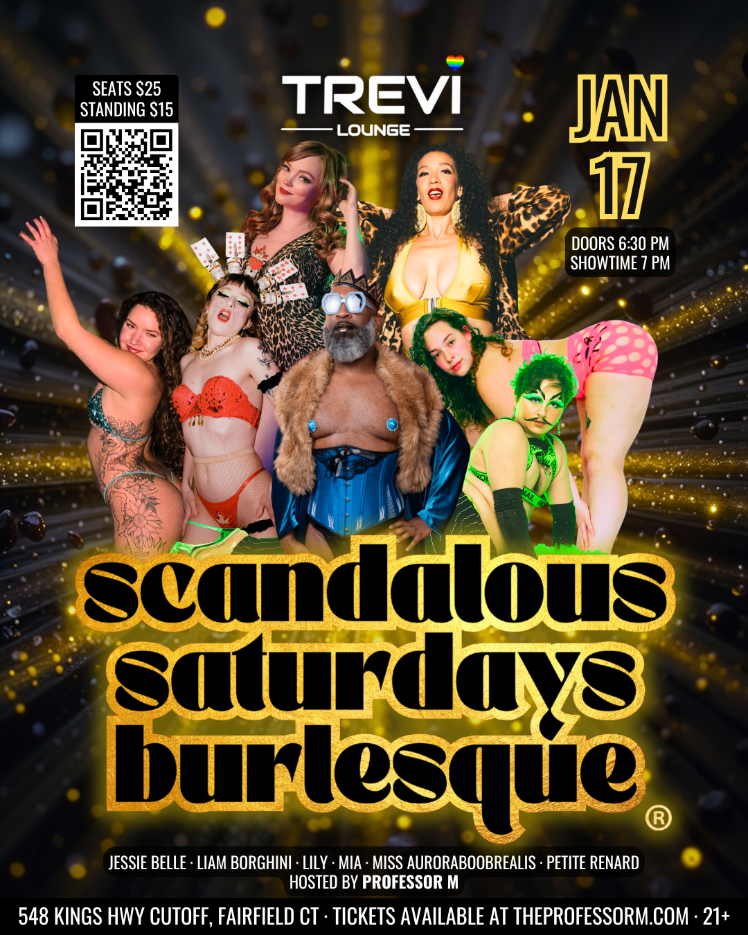 Campaign cover image for Scandalous Saturdays Burlesque (January 17, 2026 @ 7 PM)
