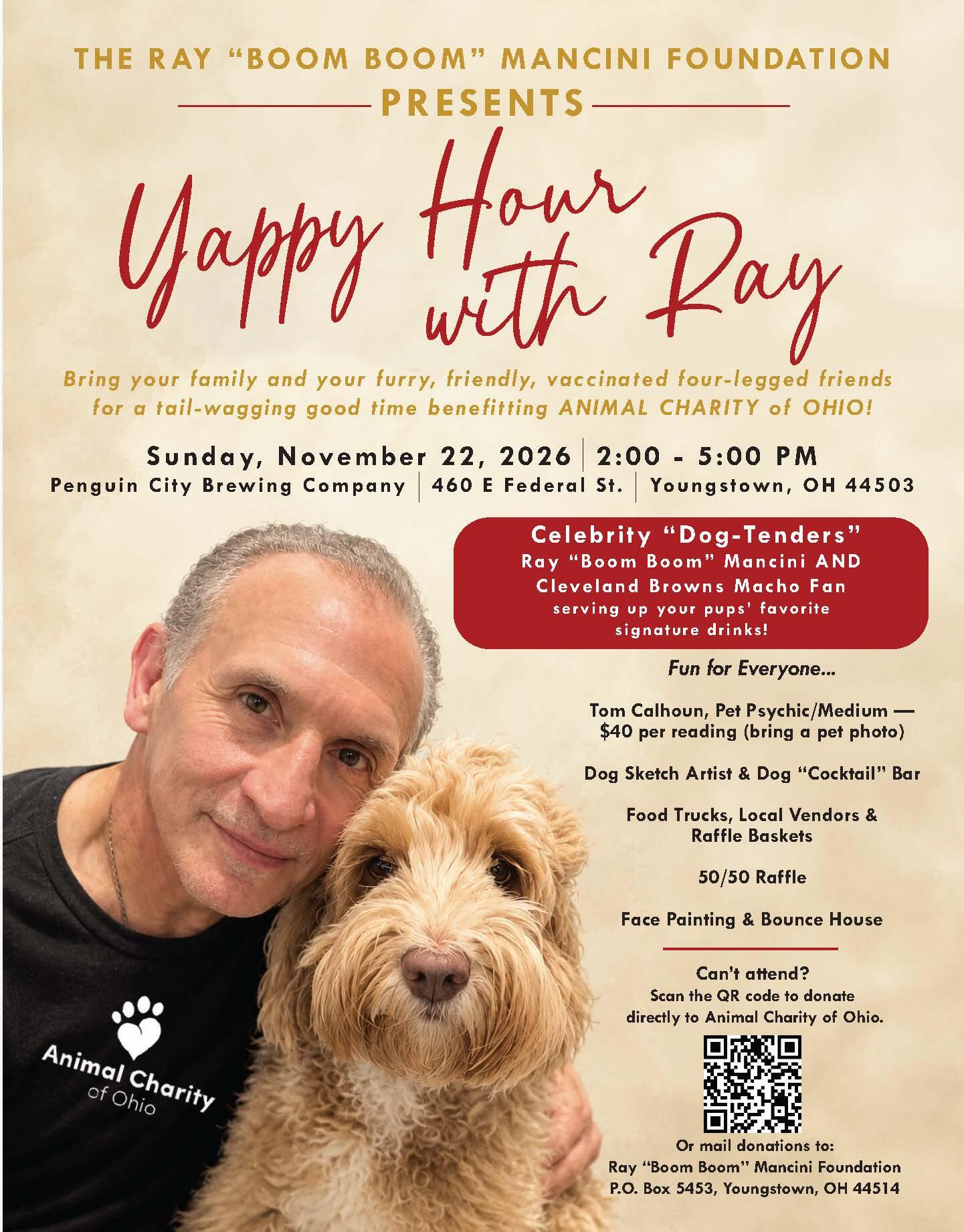 Campaign cover image for Yappy Hour with Celebrity Dog-Tender Ray " Boom Boom" Mancini