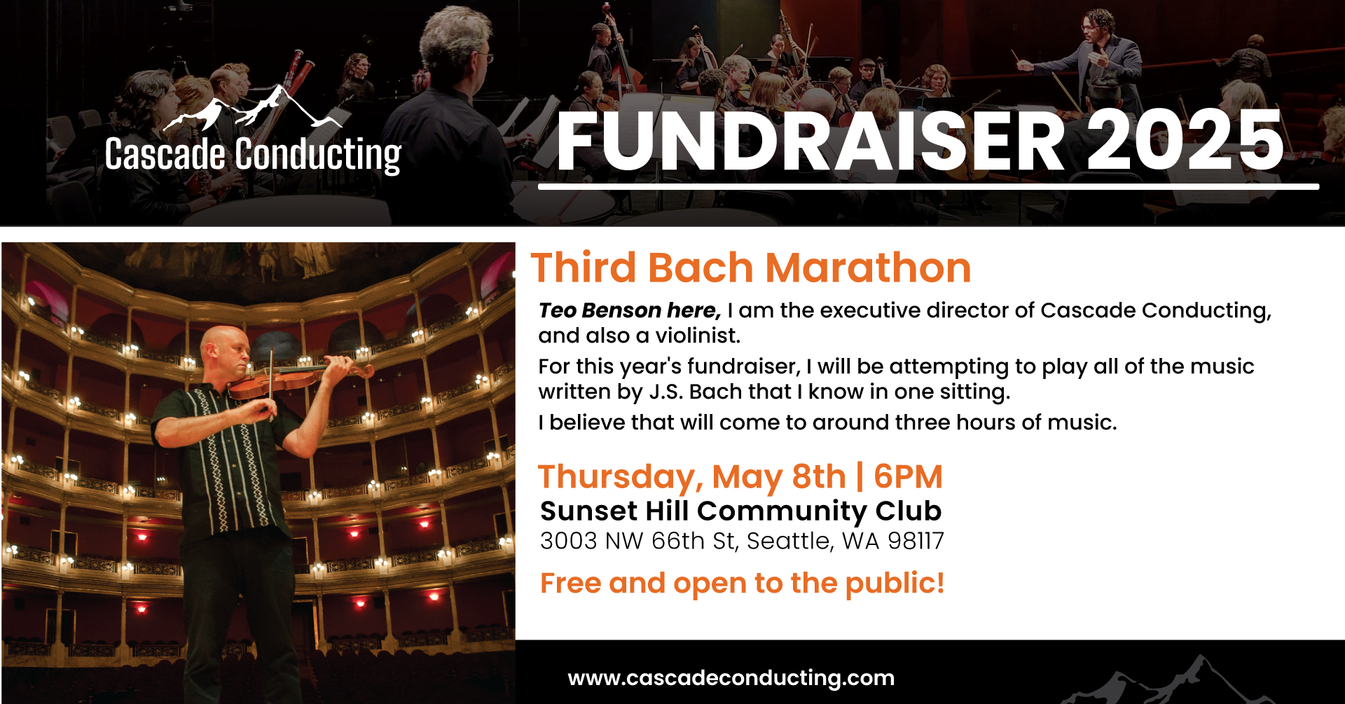 Campaign cover image for Cascade Conducting's 3rd Annual Bach Marathon Fundraiser