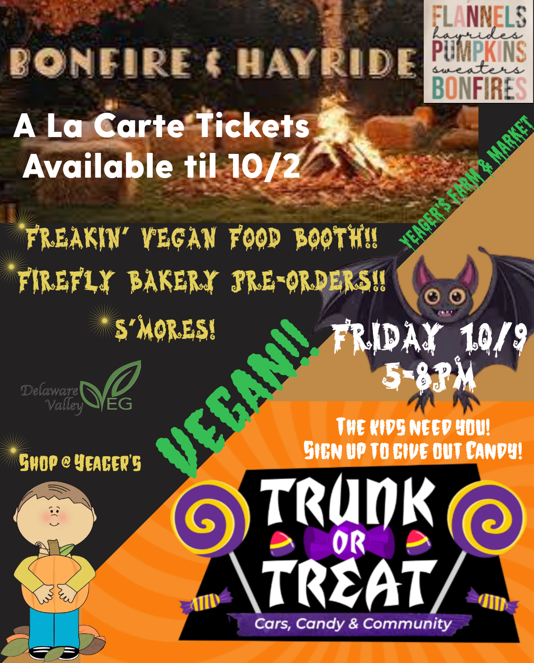 Campaign cover image for Hayride, Bonfire and/or Vegan Trunk or Treat @ Yeager's Farm & Market