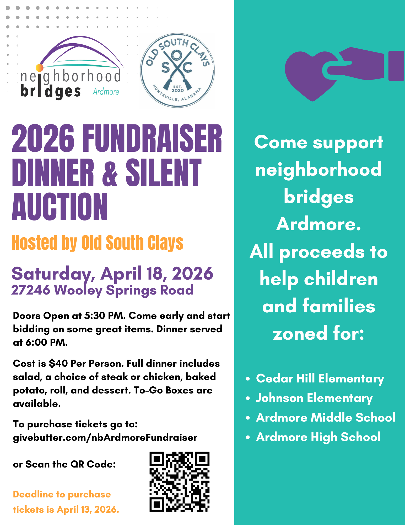 Campaign cover image for Neighborhood Bridges-Ardmore 2026 Fundraiser Dinner & Silent Auction