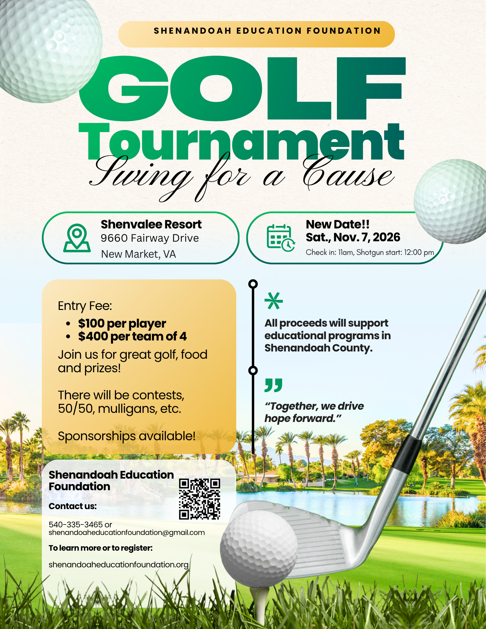 Campaign cover image for Shenandoah Education Foundation Golf Tournament 2026