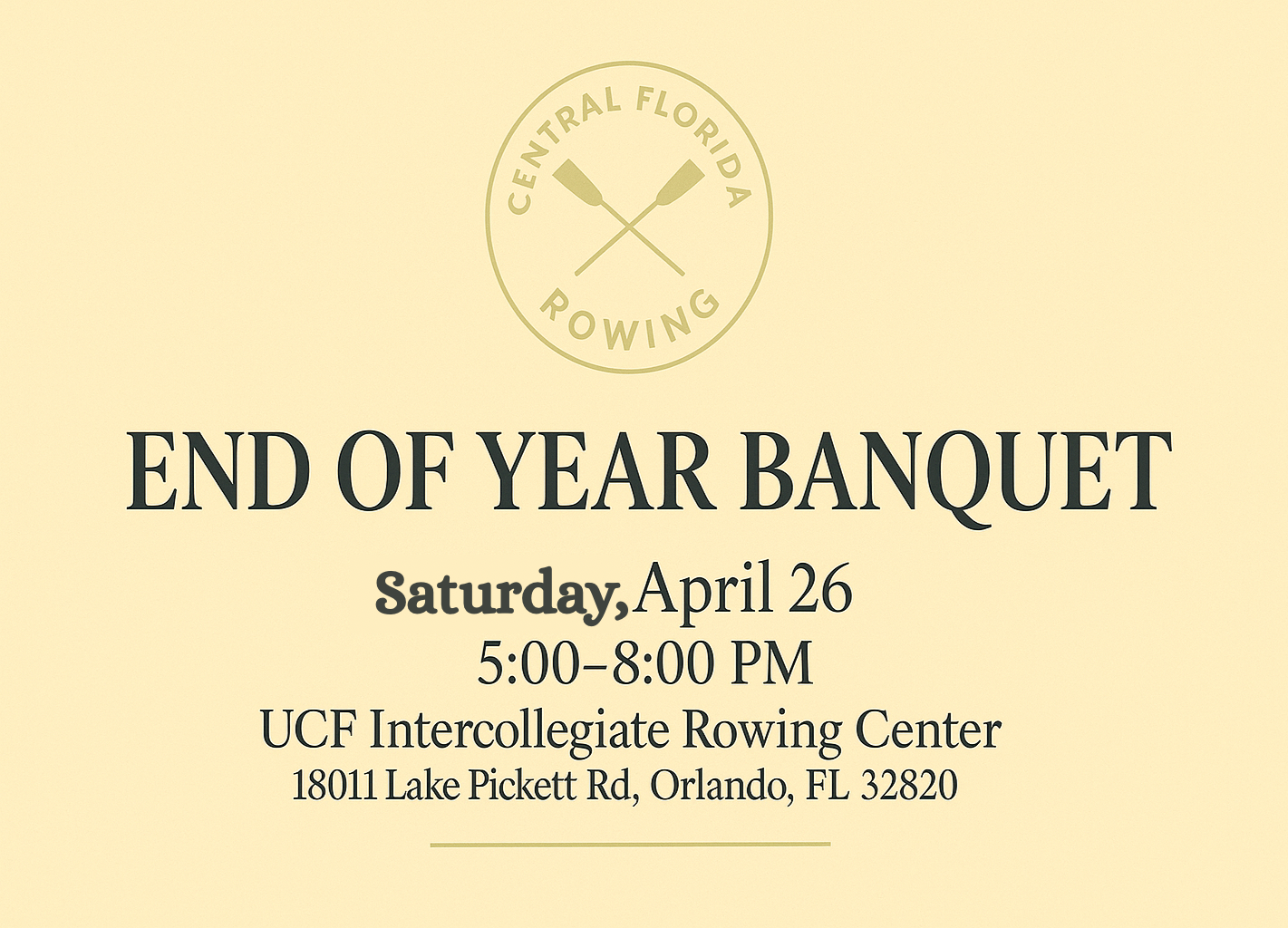 Campaign cover image for Central Florida Rowing End of Year Banquet