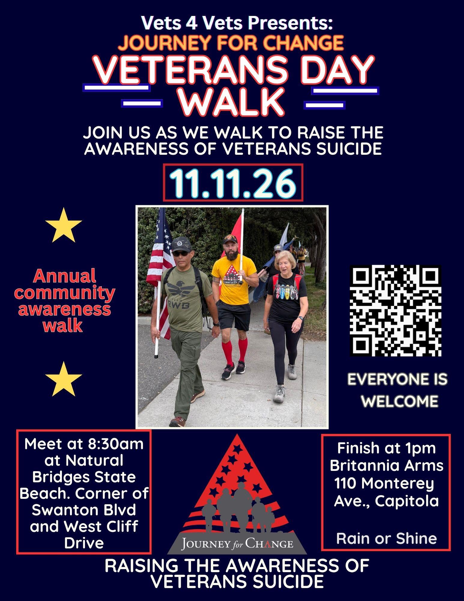 Campaign cover image for Journey for Change Veterans Day Walk