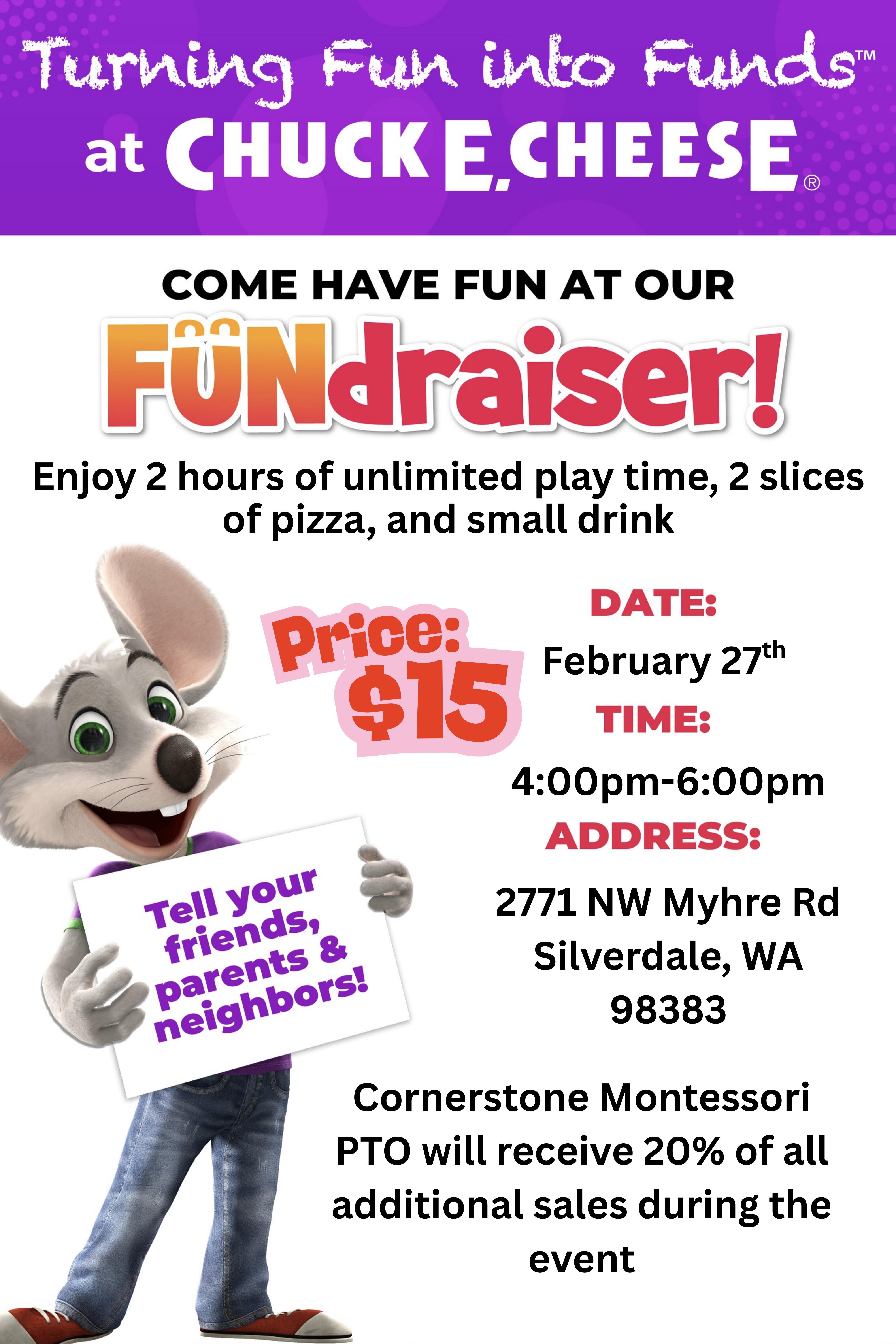 Campaign cover image for Chuck-E-Cheese Fundraiser