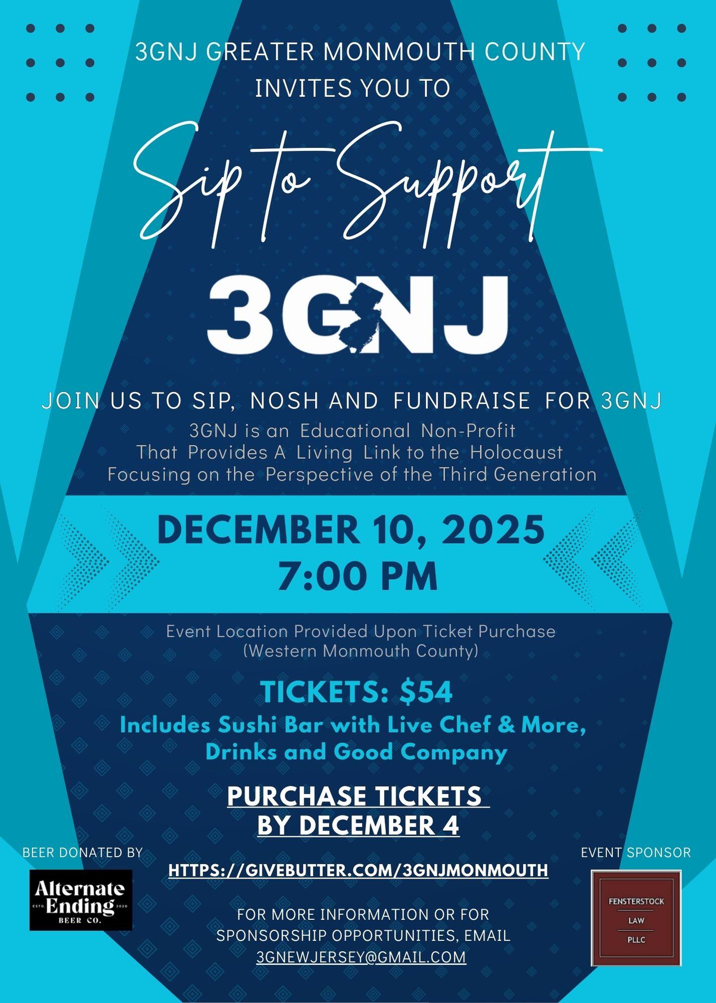 Campaign cover image for Sip to Support 3GNJ Greater Monmouth County!