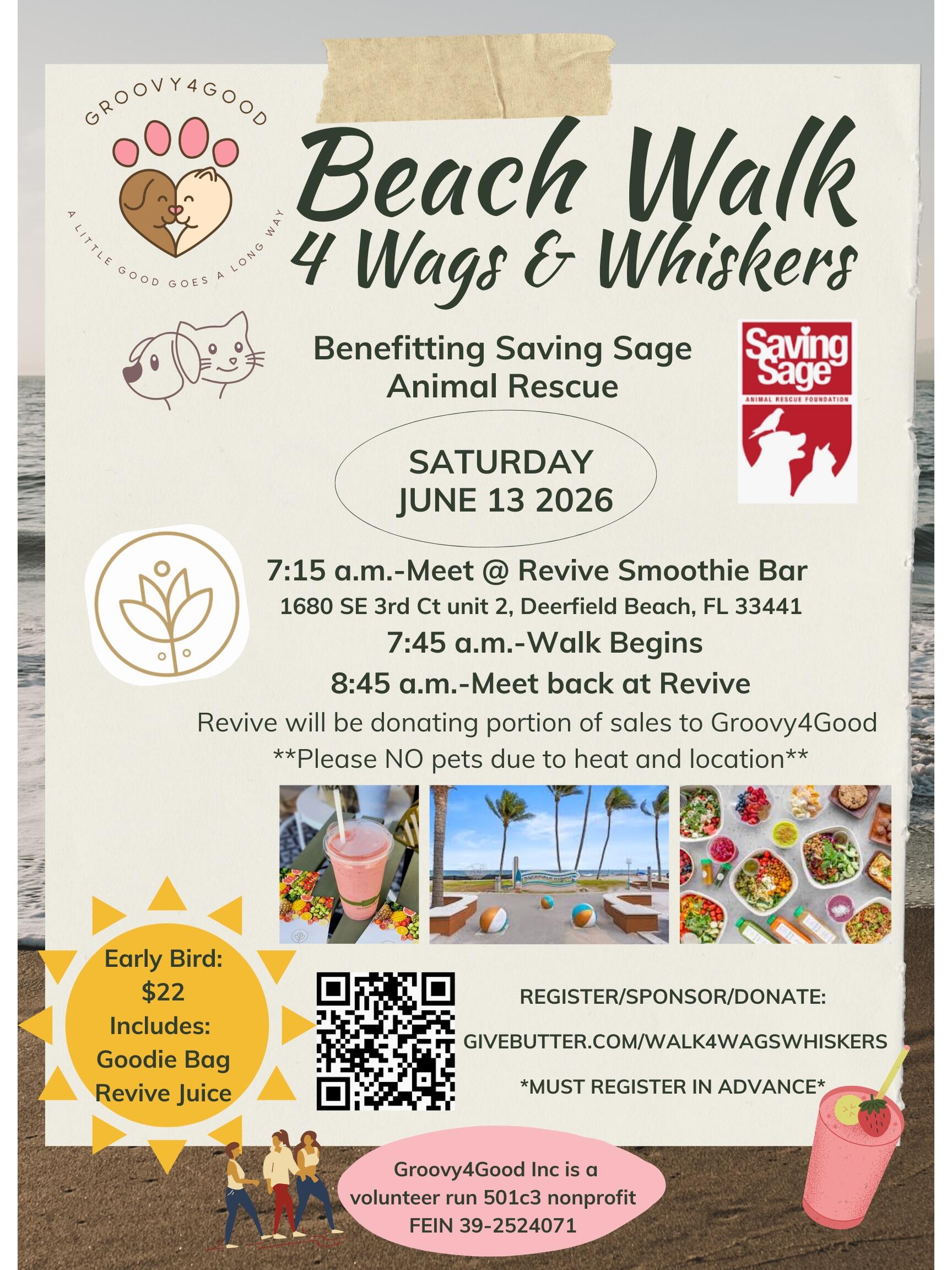Campaign cover image for Beach Walk 4 Wags & Whiskers: Click Here Register/Sponsor/Donate