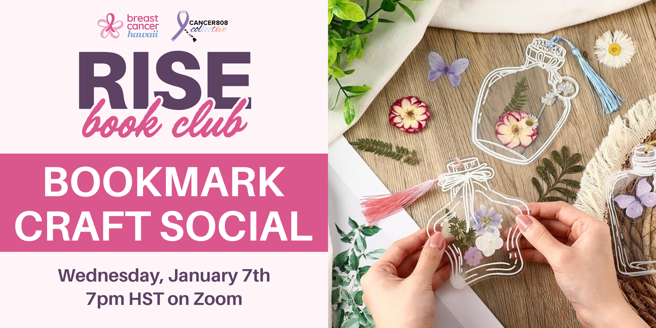 Virtual Bookmark Craft Social | Breast Cancer Hawaii