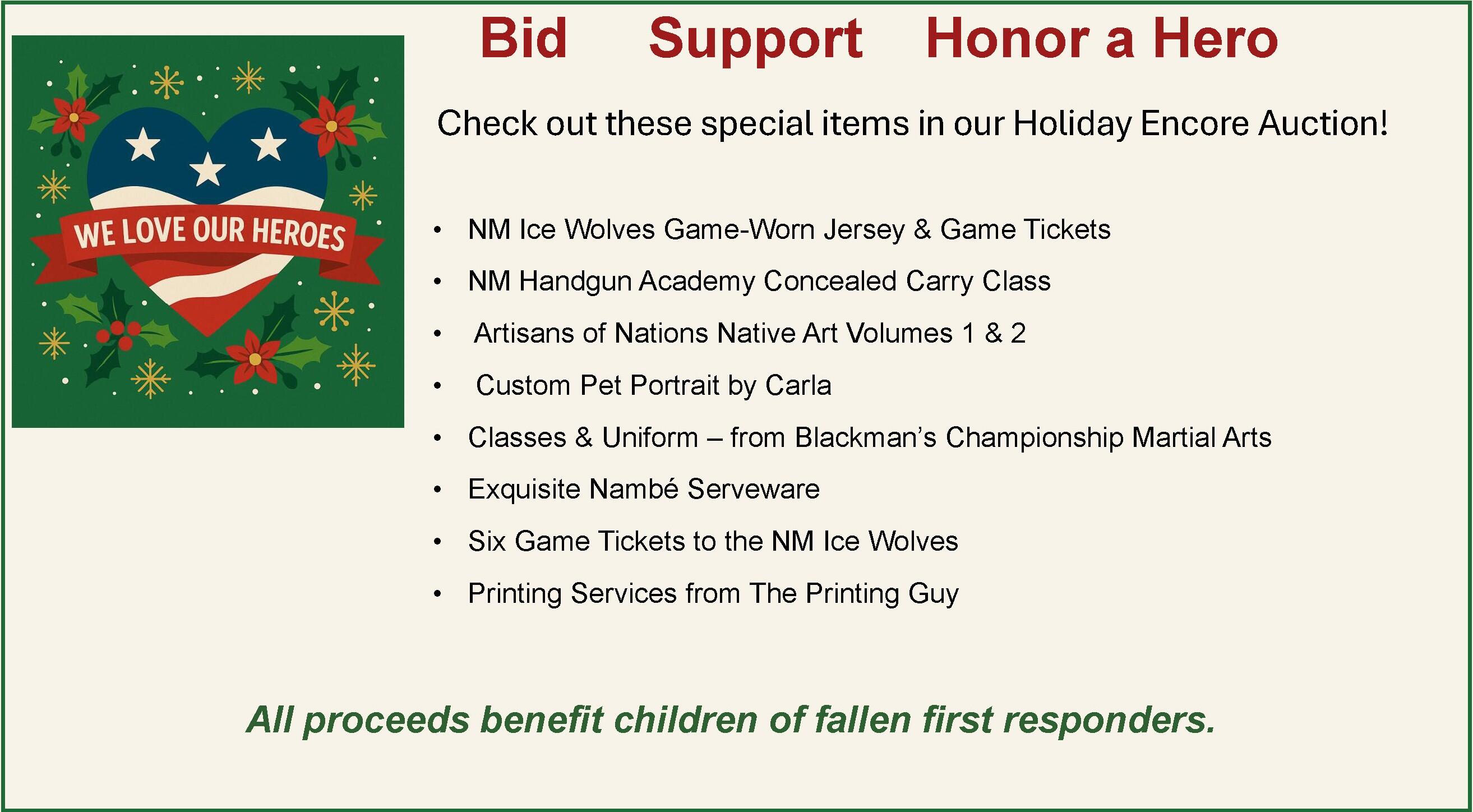 Campaign cover image for Heroes Holiday Encore Auction