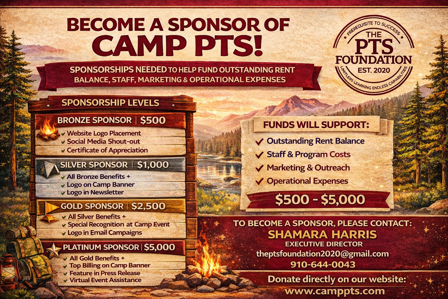 Campaign cover for Support Camp PTS! Help us STAY open AND serving our youth!!