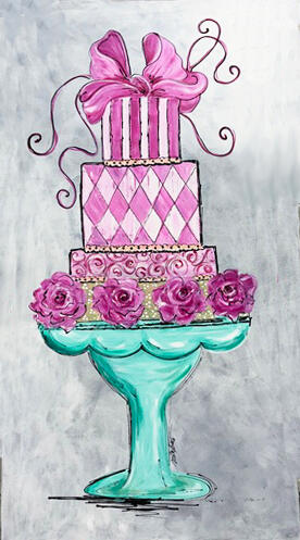 Campaign cover image for Auction: WHIMSICAL CAKE ACRYLIC PAINTING